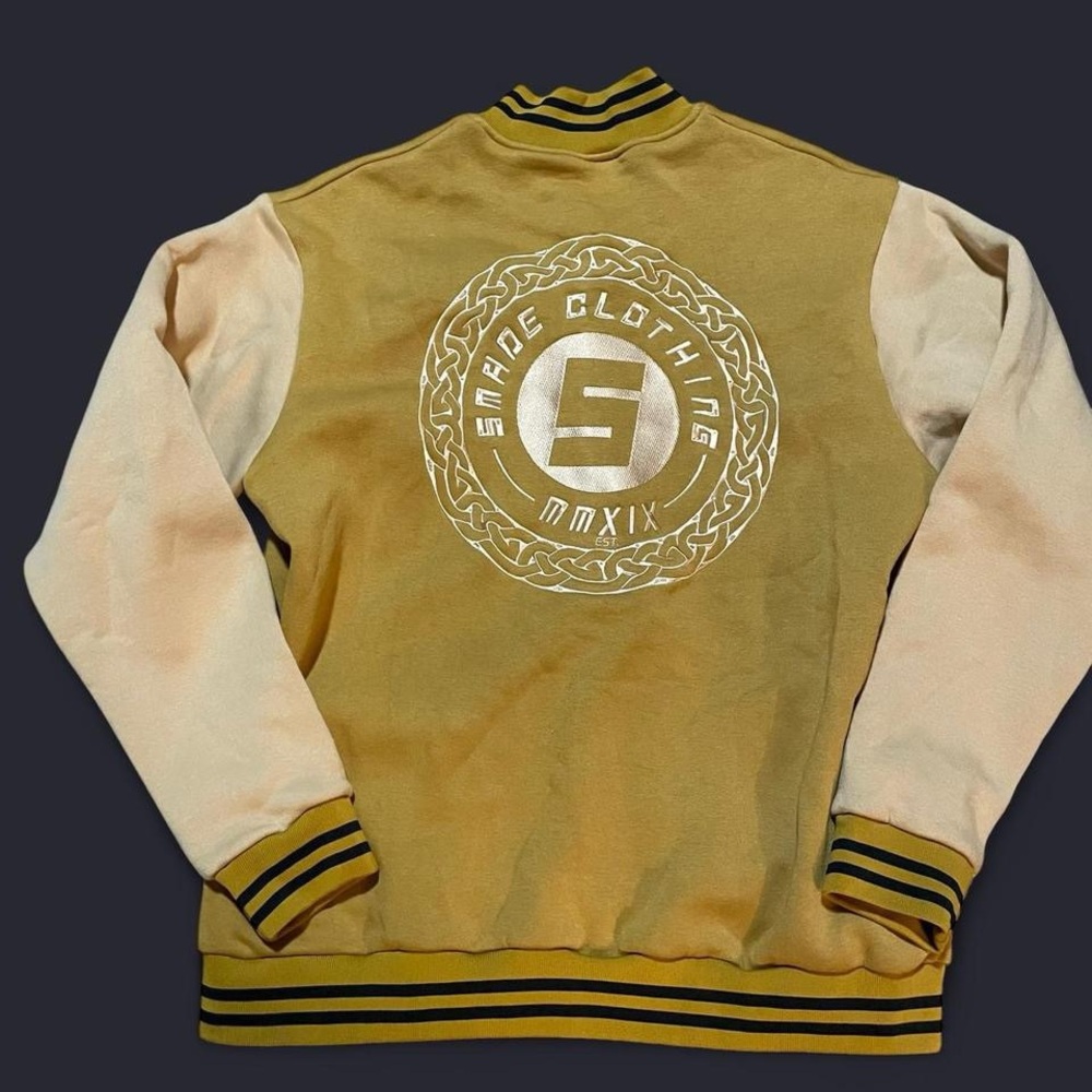 Men's Yellow Embroidered Varsity Jacket